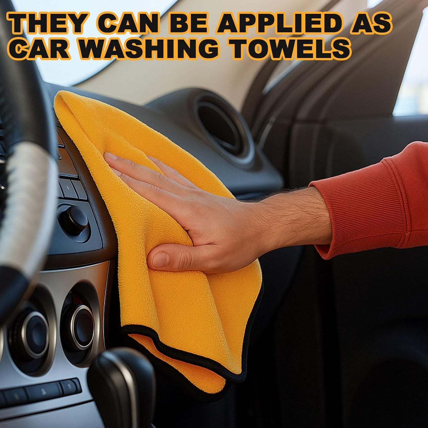 Tallew 80 Pcs Microfiber Towels 16 Inch x 16 Inch Microfiber Cloth Car Drying Towels for Cars Washing Polishing Office Windows Cleaning Household Supplies (Yellow)