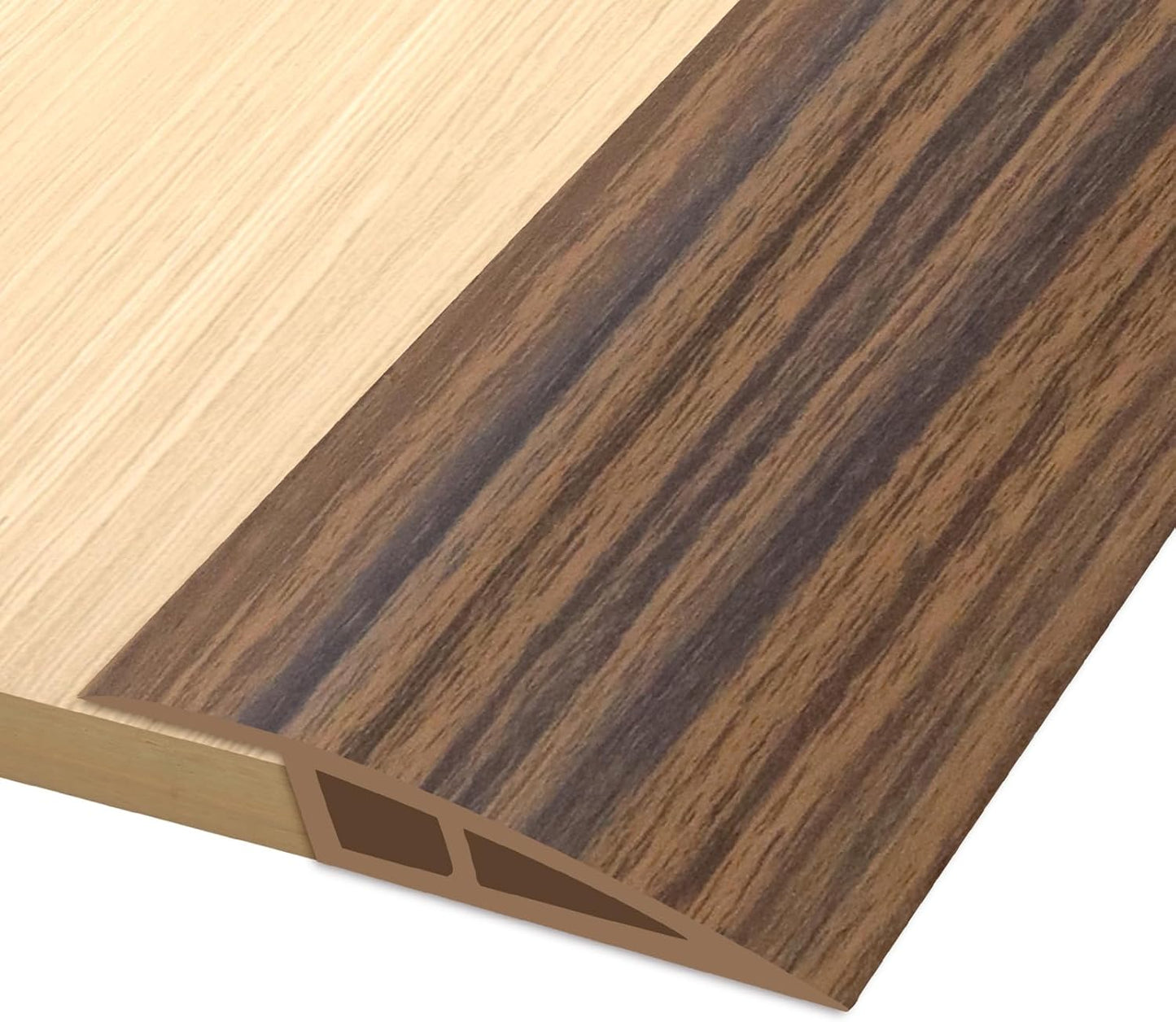 Vinyl Door Threshold Flooring Transition Strip Self Adhesive Carpet Edging Strip for Laminate Doorway Edge Threshold from 3/5" to 4/5" (Smoked Brown Wood Grain, 10 Ft)