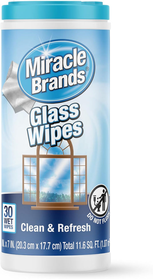 MiracleWipes for Glass, Disposable and Streak Free Cleaning Wipes for Mirrors, Windows, Kitchen, Home, and Auto- 30 Count