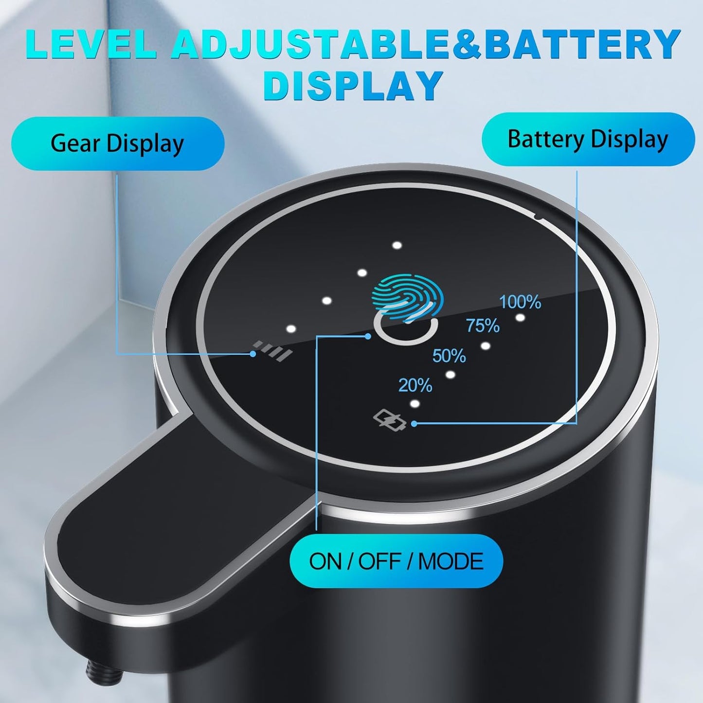 Automatic Liquid Soap Dispenser, 12.8oz/380ml Wall Mount Touchless Soap Dispenser with Sensor, 4-Level Adjustable, IPX5 Waterproof, USB Rechargeable for Bathroom, Kitchen