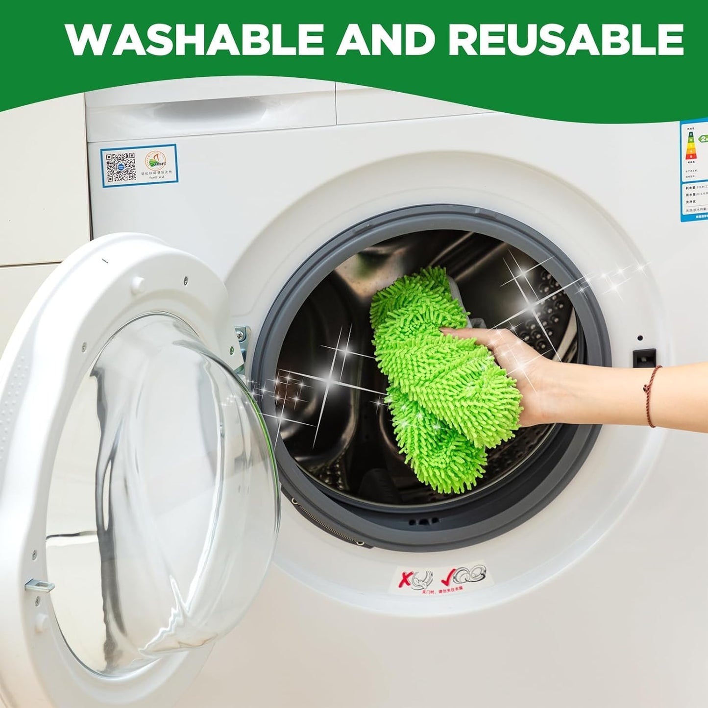 6Pack Reusable Microfiber Mop Pads for Swiffer Sweeper - Wet & Dry Cleaning Cloths - Mop Head Replacement Washable Refills for Household Floors