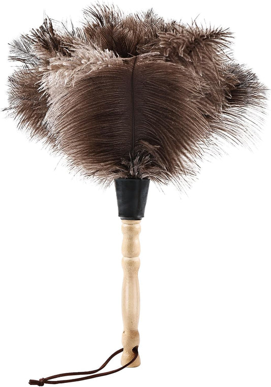 Ostrich Feather Duster 14" Natural Handheld Reusable Feathers Dusters with Wooden Handle for Cleaning Supplies Home Car Office