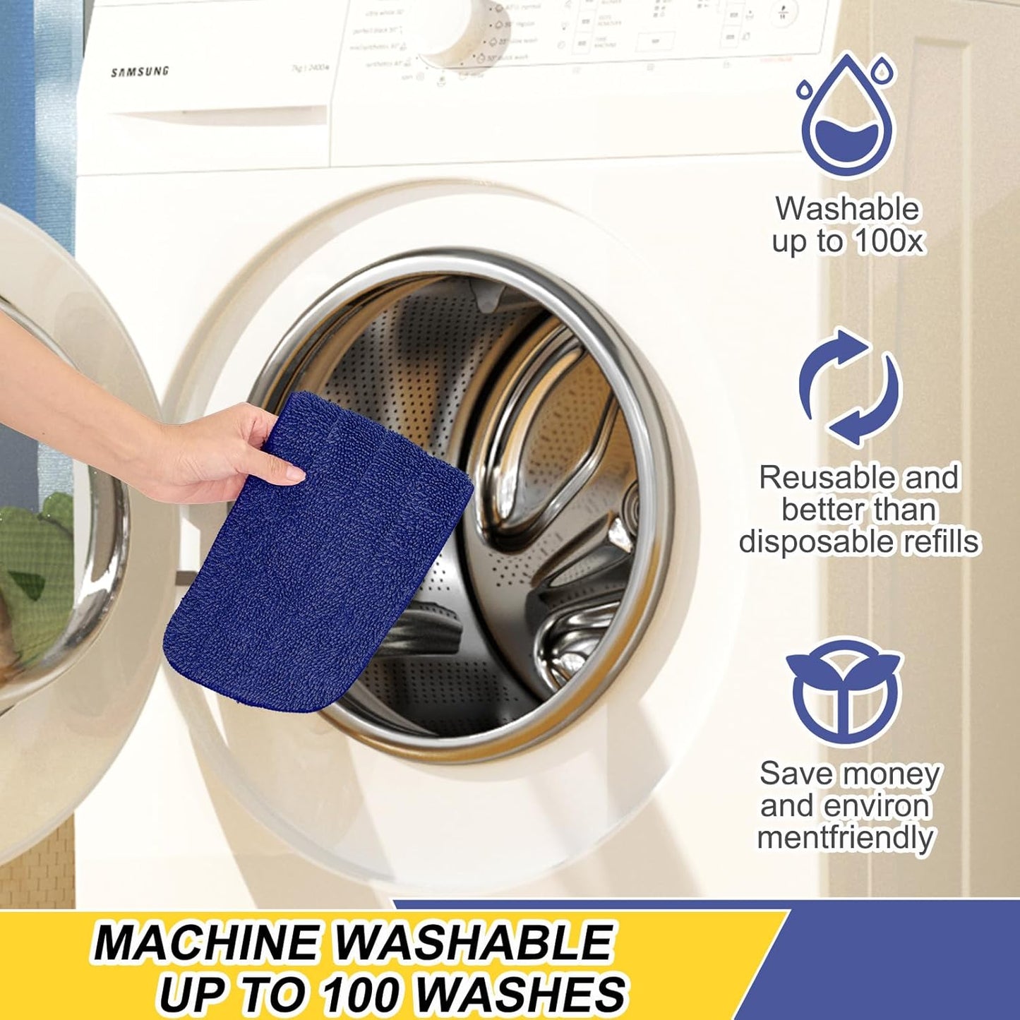 8 Pack 16.5 inch Reusable Mop Pads Microfiber Spray Mop Replacement Heads for Wet/Dry Mops Compatible with Bona Floor Care System