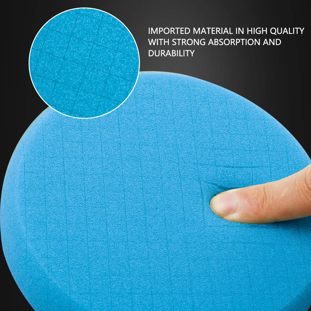 Blue Polish Pad, 3Pcs 5 Inch Buffing Polishing Pads for 125mm Backing Plate Compound Buffing Sponge for Car Buffer Polisher Compounding, Polishing and Waxing