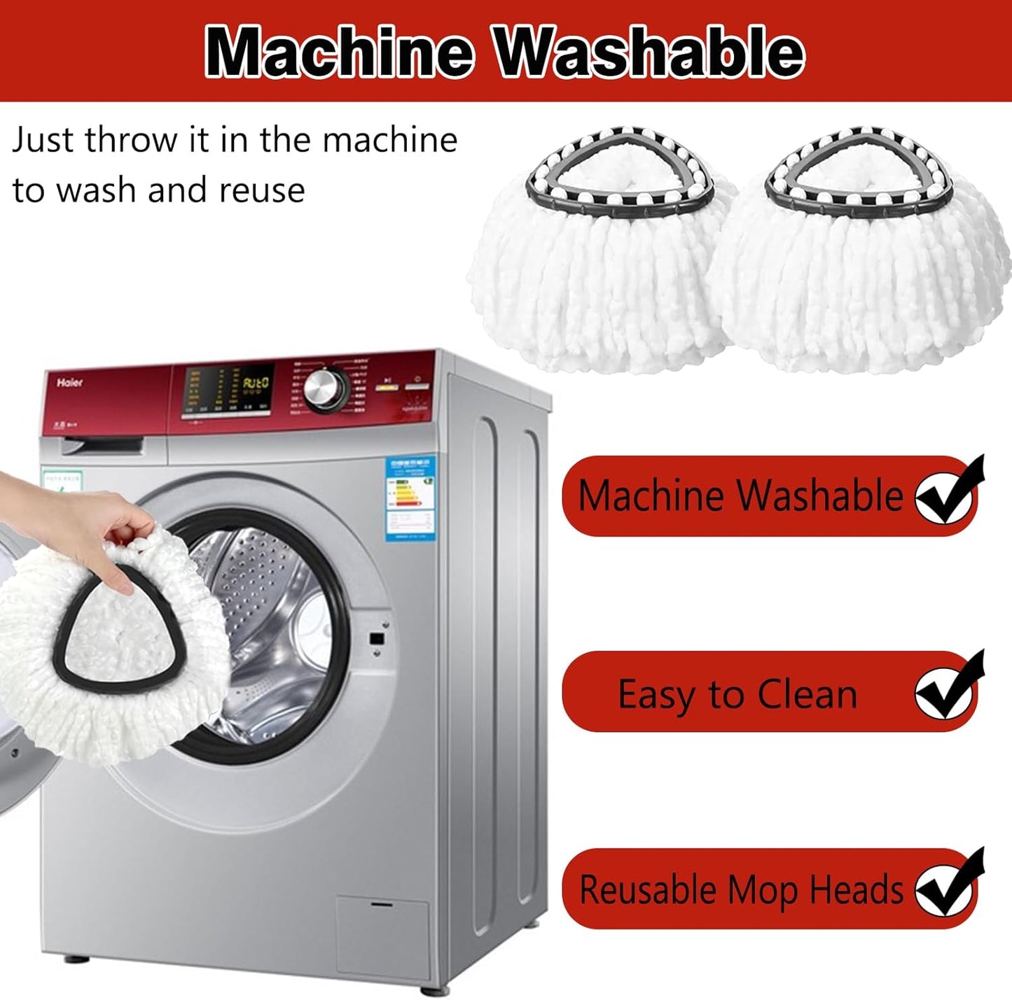 8 Pack Spin Mop Replacement Heads, 100% Microfiber Mop Head Replacement Compatible with Triangle Spin Mop for Easy Wring, 360 Degree Spinning Mop Replace Head for Floor Cleaning