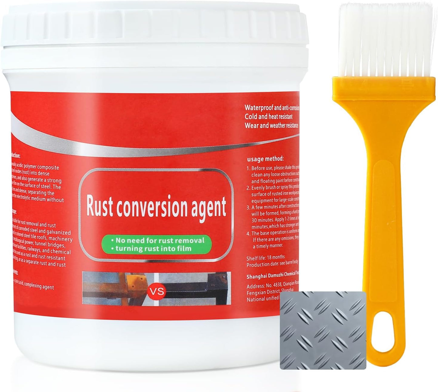 Water-Based Metallic Paint,Rust Removal Converter Metallic Paint,Rust Remover Converter for Metal, Car Anti Rust Paint Chassis Universal Rust Removal Converter with Brush (Grey)