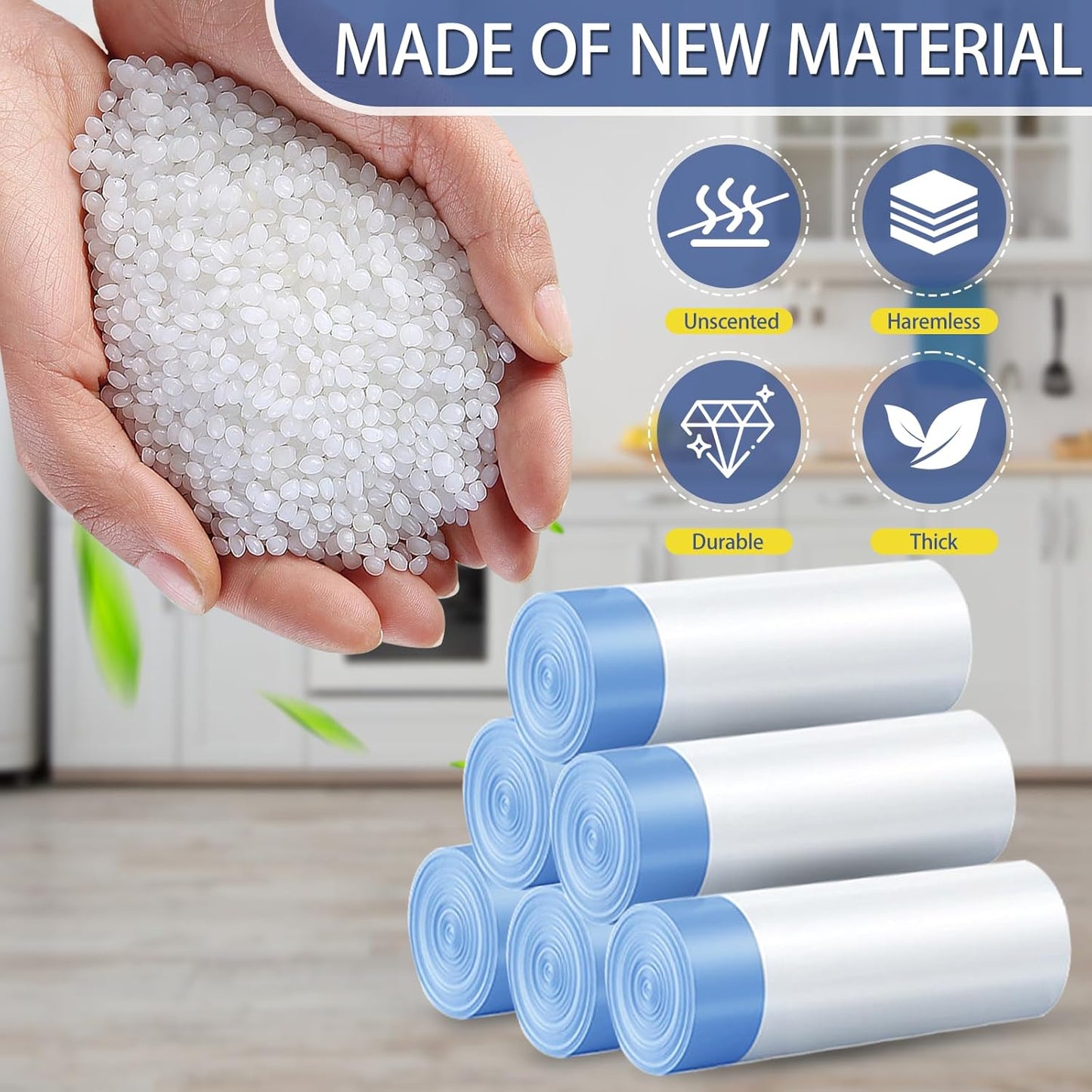 240 Count 2 Gallon Trash Bags Drawstring - Thick Small Garbage Bags Unscented,0.96 Mil White Mini Trash Can Liners,Strong Waste Basket Bags 7.5 Liter for Home Bathroom Office Car