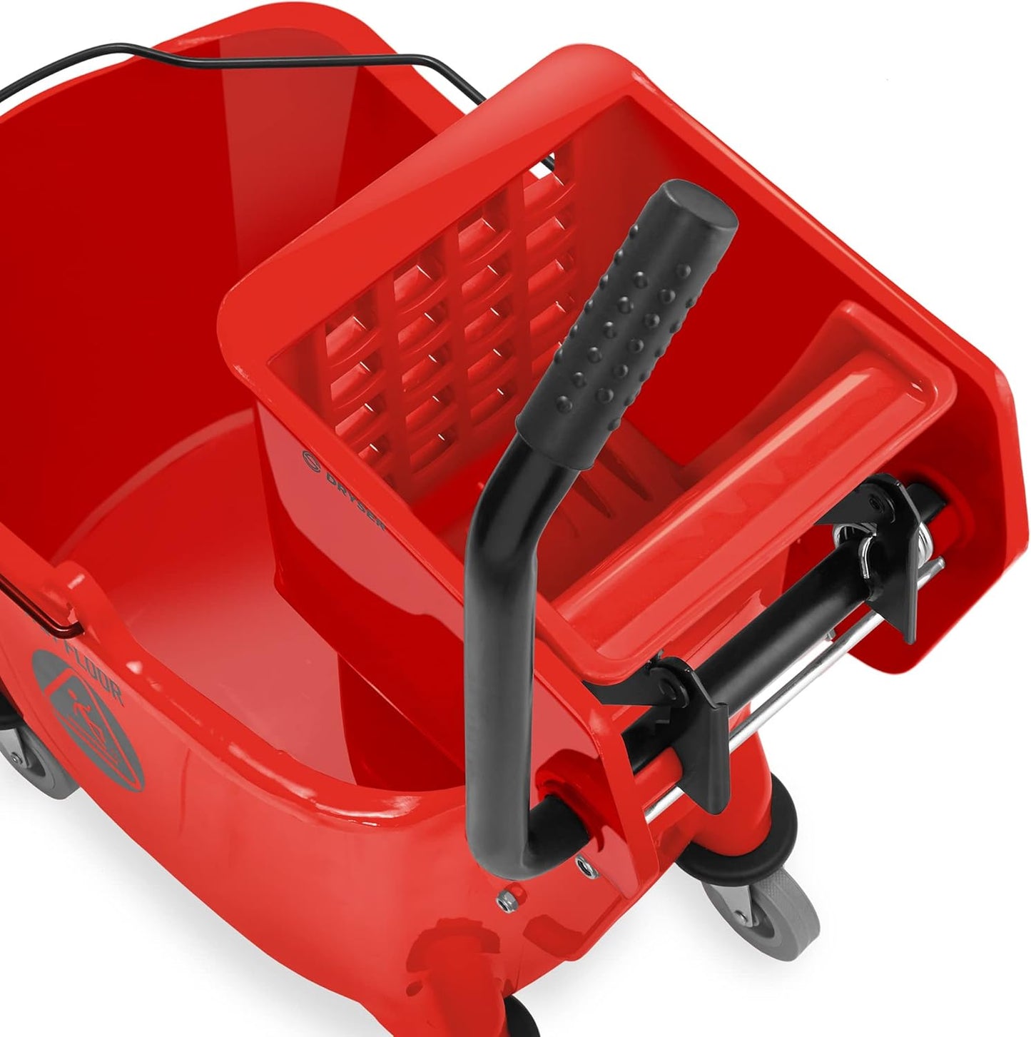 Dryser Commercial Side Press Wringer Combo Mop Bucket, 33 Quart, Red