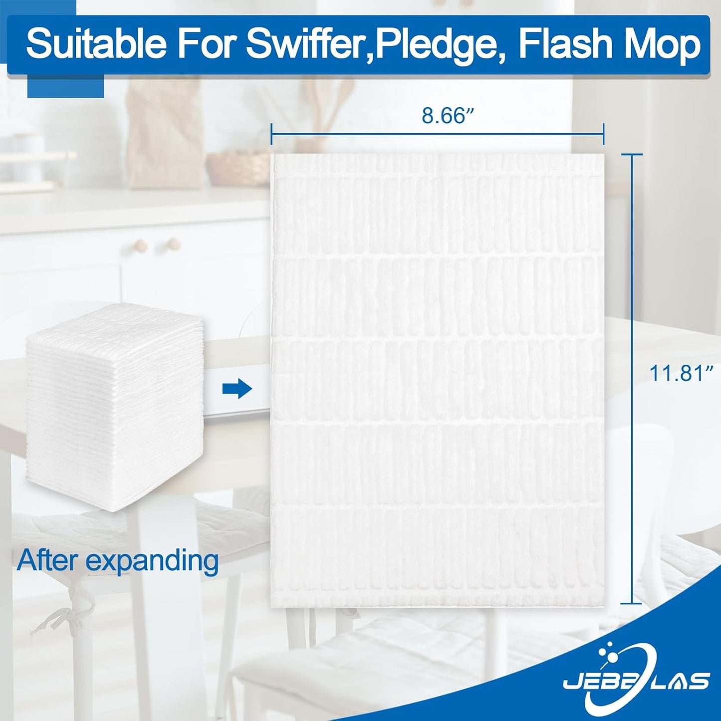 JEBBLAS Disposable Mop Cloth Dry Sweeping Pad for Floor Mop Sweeping Cloths Multi Surface Refills, 180 Count