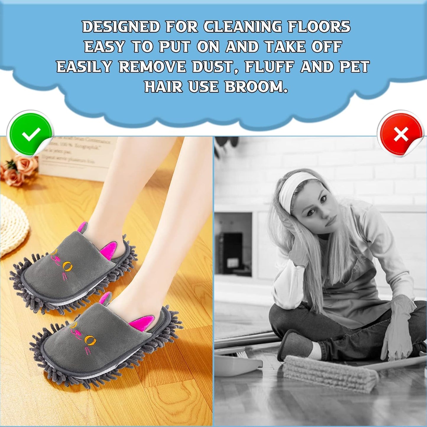 Warm Microfiber Slippers Floor Dust Dirt Hair Mop Slippers Shoes Anti-slip Moccasin Bedroom Home (Dark gray)