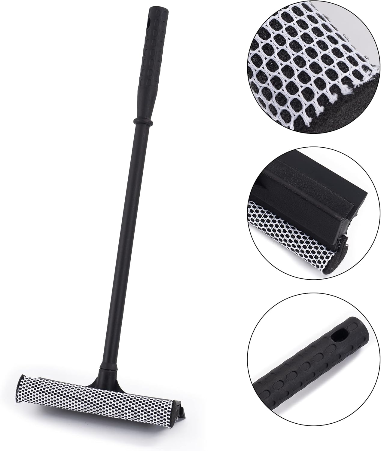 Matthew Cleaning All Purpose Window Squeegee Window Cleaner Tool,Car Squeegee Windshield Cleaning Sponge and Rubber Squeegee,2-in-1 Window Cleaner Sponge(10'') and Soft Rubber with Pole 20’’ (12Pack)