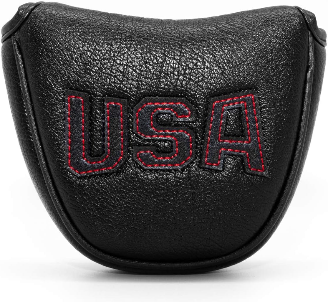 Golf Putter Cover, Putter Headcovers Golf Club Head Covers Putter Headcover for Blade Leather Golf Mallet Putter Head Covers with Magnetic for All Brands USA Style