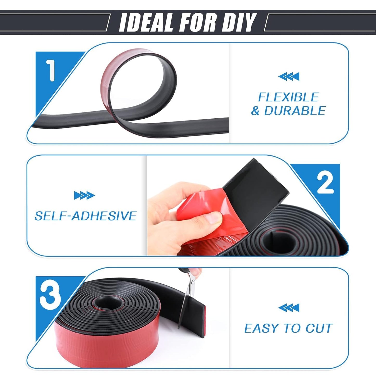 Neoprene Rubber Strips Self Adhesive Sheets, Rolls & Strips with Adhesive Backing Rubber Pads Self Stick Seal Gasket Sticky Back for Matting Padding - 2" Wide x 1/5" Thick x 20' Long