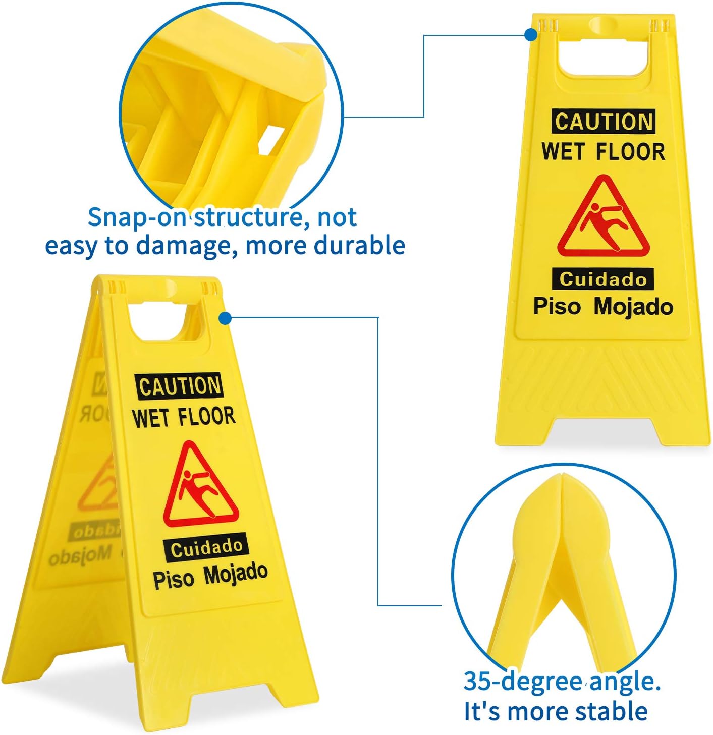 CERLMLAND wet floor signs 6 piece double-sided sign Widely used in various business environments. alerts clear identification using black text and red graphics