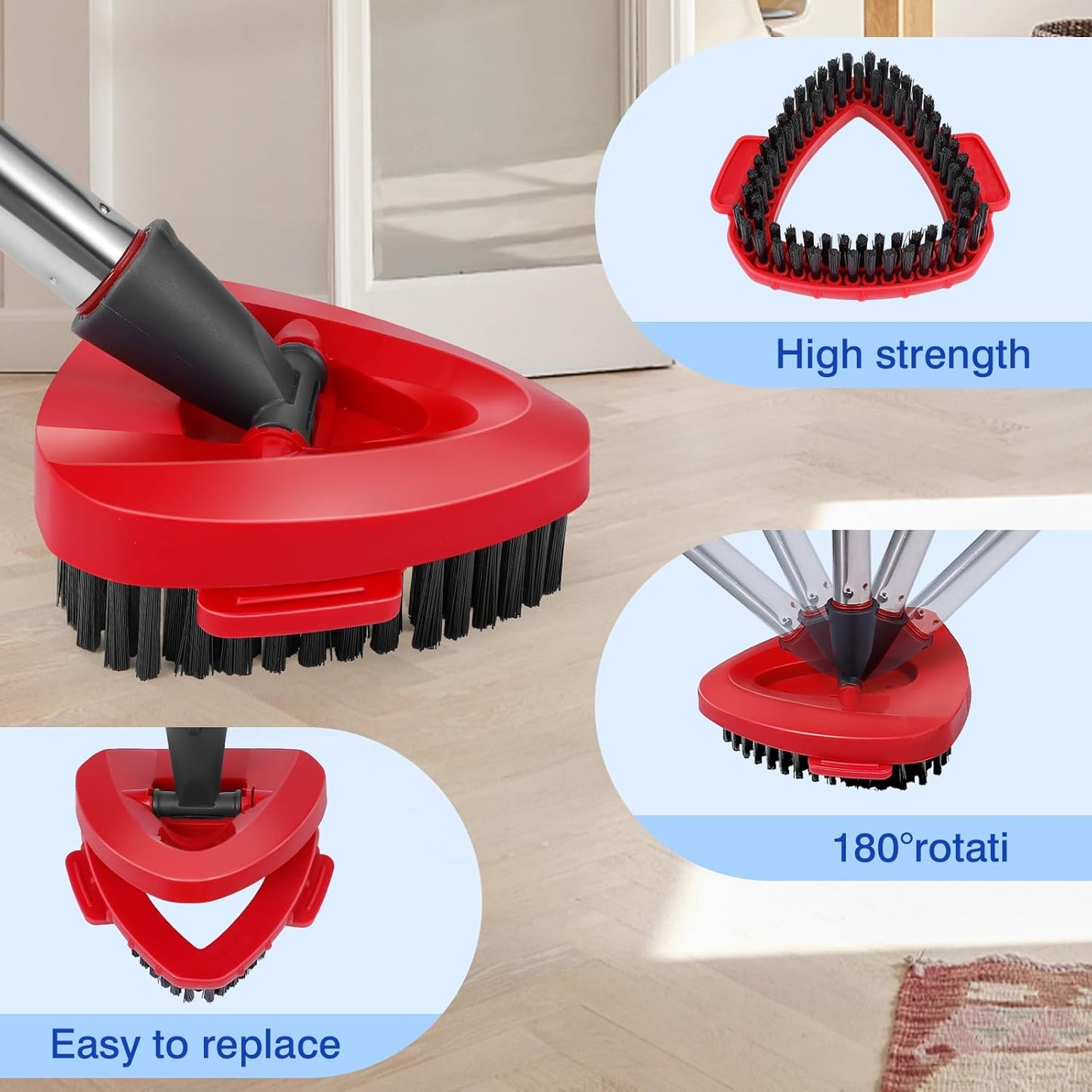 Microfiber Spin Mop Head Replacement 4 Pcs & 2 Chennile Mop Replace & 1 Scrub Brush & 1 Base Combo for Oceda RinseClean 2-Tank System,Mop Replacements Head,Machine Washable for Tub and Tile