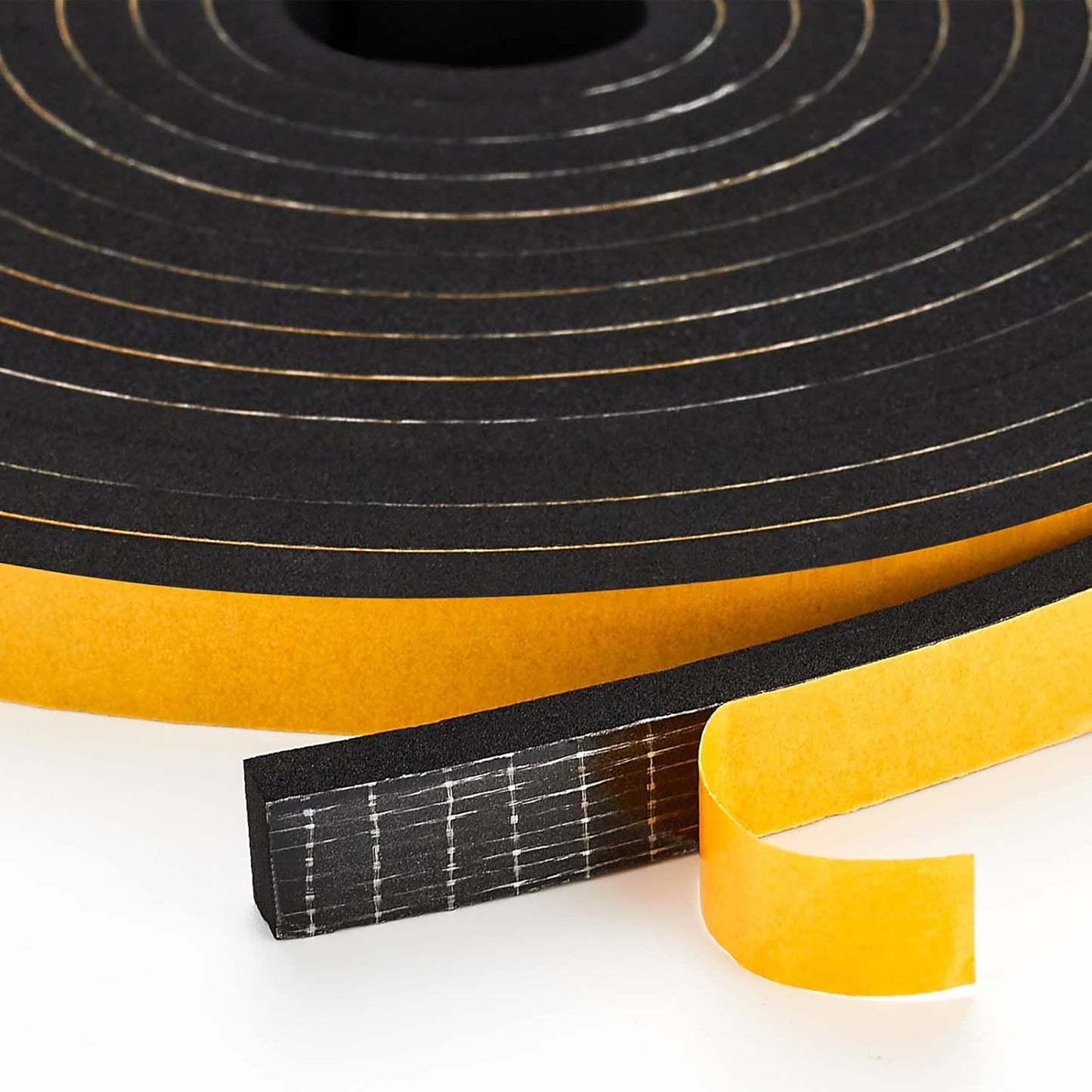 13 Feet Weather Stripping Door Seal, 1" Wide X 1" Thick Door Seal Strip High Density Foam Tape Adhesive Strip for Door Soundproofing,Window Insulation (1" x 1" x 13FT,Black)