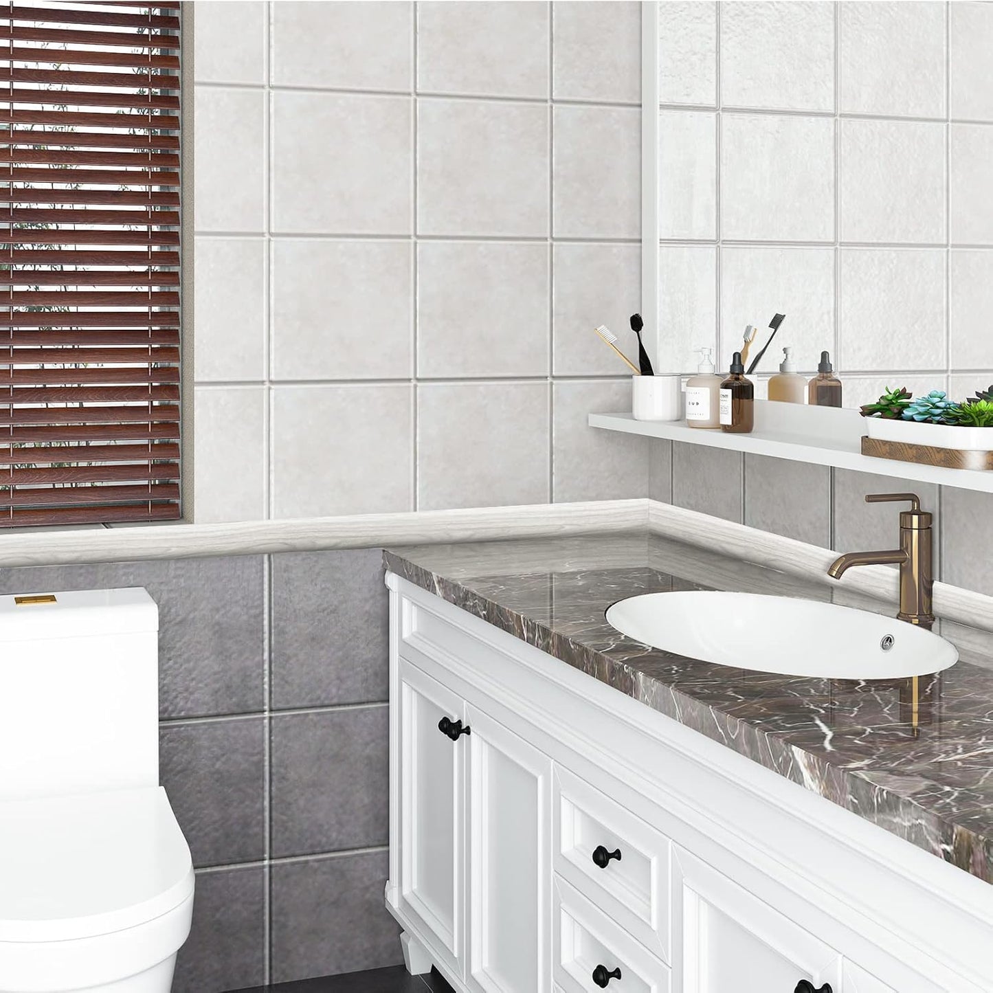 Art3d Self Adhesive Vinyl Floor Transition Strip, Laminate Floor Strip Floor Flat Divider Strip for Joining Floor Gaps,Carpet Threshold Transition,Floor Tiles (4 FT, 1.57in, White-Washed)