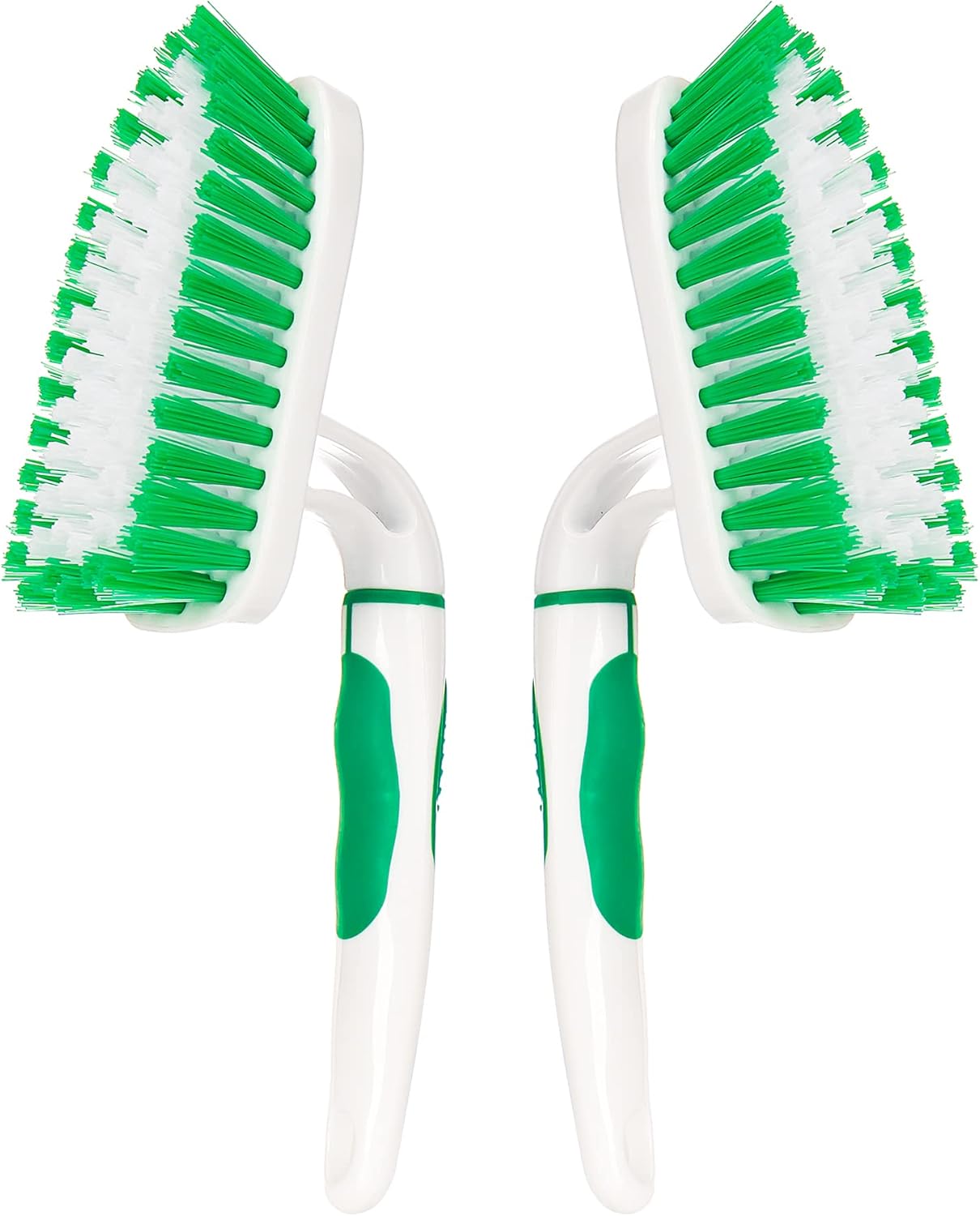 2-Pack Scrub Brush for Cleaning with Long Handle,Medium Firm Brush Bathroom Cleaning Supplies and Bathtub Cleaner and Shower Cleaning Brush,Multi-Scene Use for Kitchen or Carpet Brush,White&Green