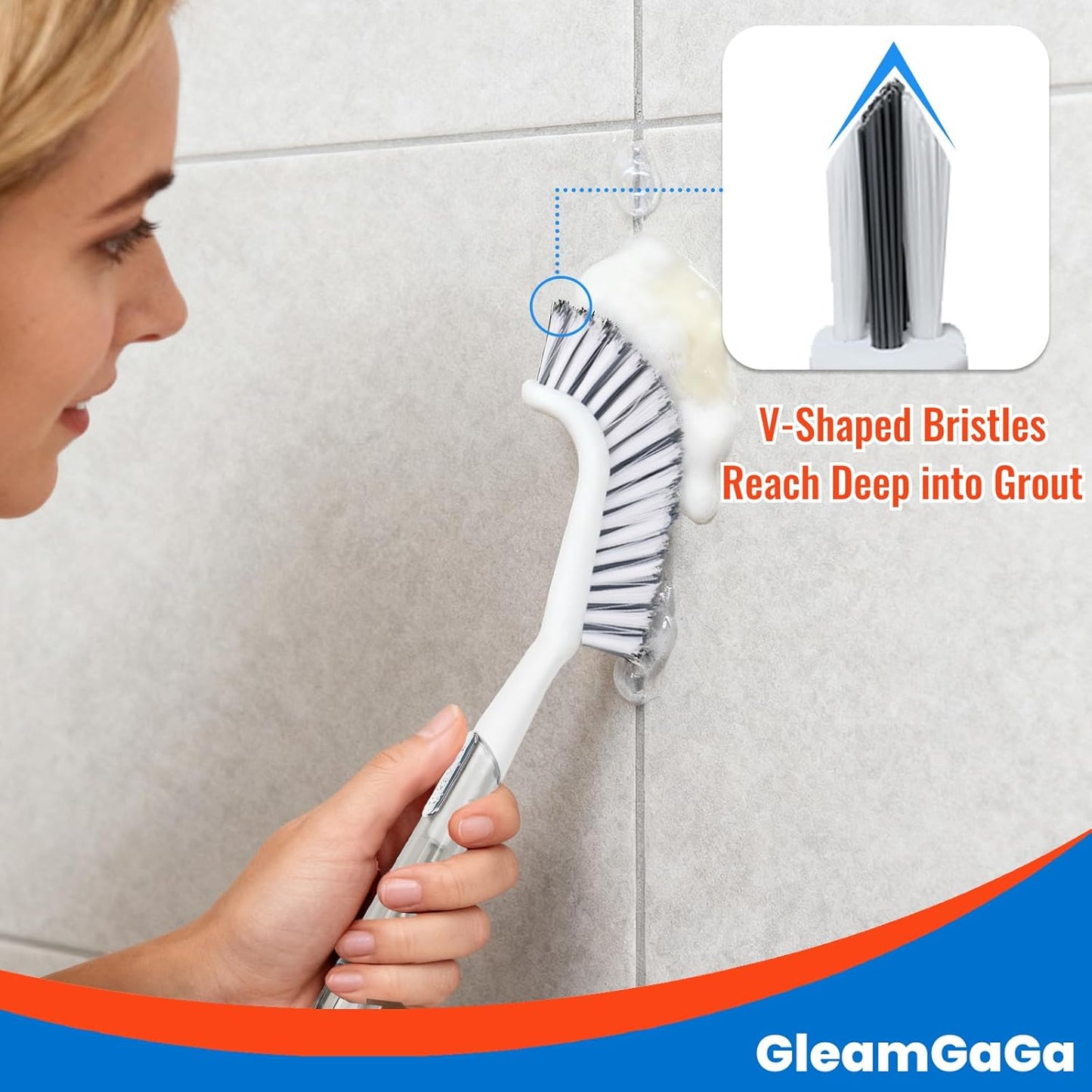 3 Pack Scrub Brush Set – Heavy-Duty Scrub Brushes for Cleaning with Handle, Cleaning Brush with Stiff Bristles, Shower Scrubber for Bathroom, Bathtub, Kitchen, Tile, Floor, Grout, Sink & Carpet