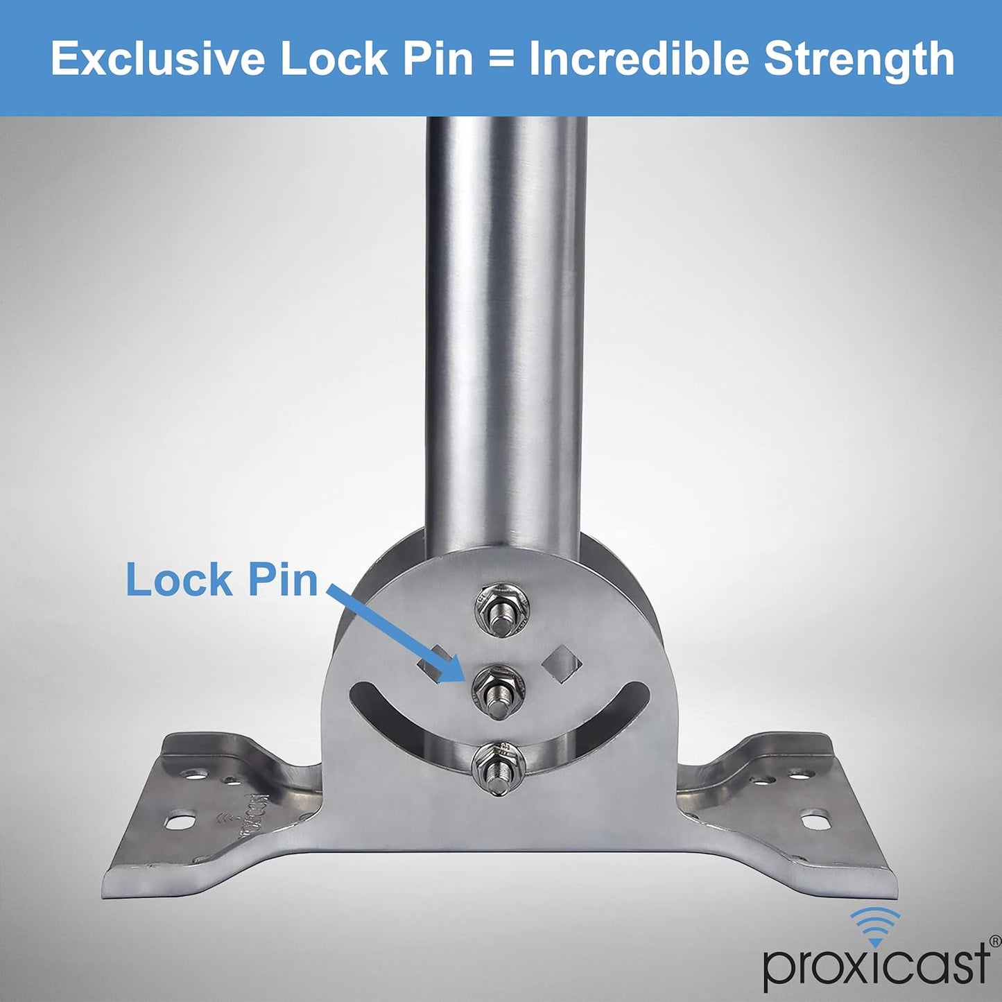 Proxicast Pro-Grade J-Max 100% Solid Rustproof Aluminum Antenna Mount - Universal Outdoor Adjustable Pivot/Lock Bracket & J-Pipe Mast (1.5" x 36" Pole) for Wall, Eave or Roof Mounting (ANT-800-JP2-XL)