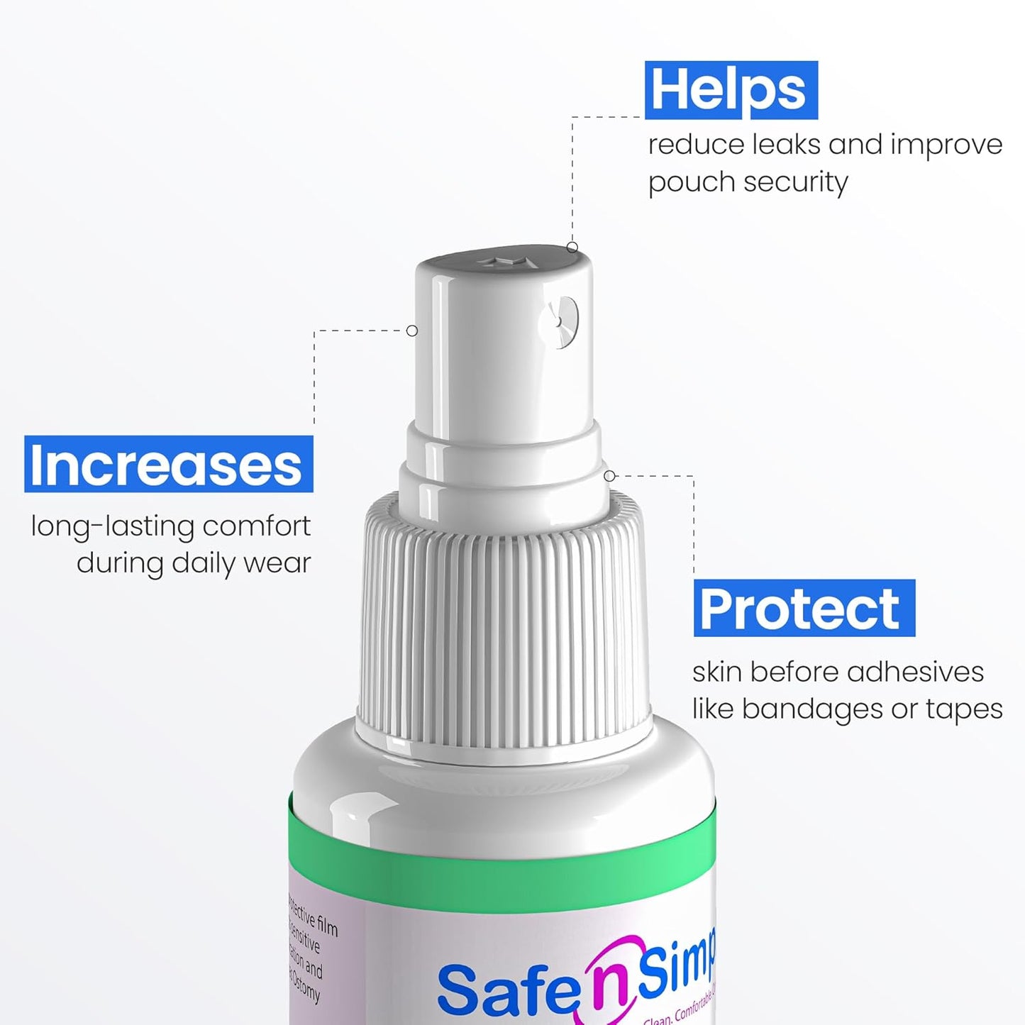 Safe n' Simple No Sting Barrier Film Spray - 2 Oz - Odor-Free Pre Tape Solution - No-Alcohol Skin Prep - Adult Adhesive Spray for Skin Protectant