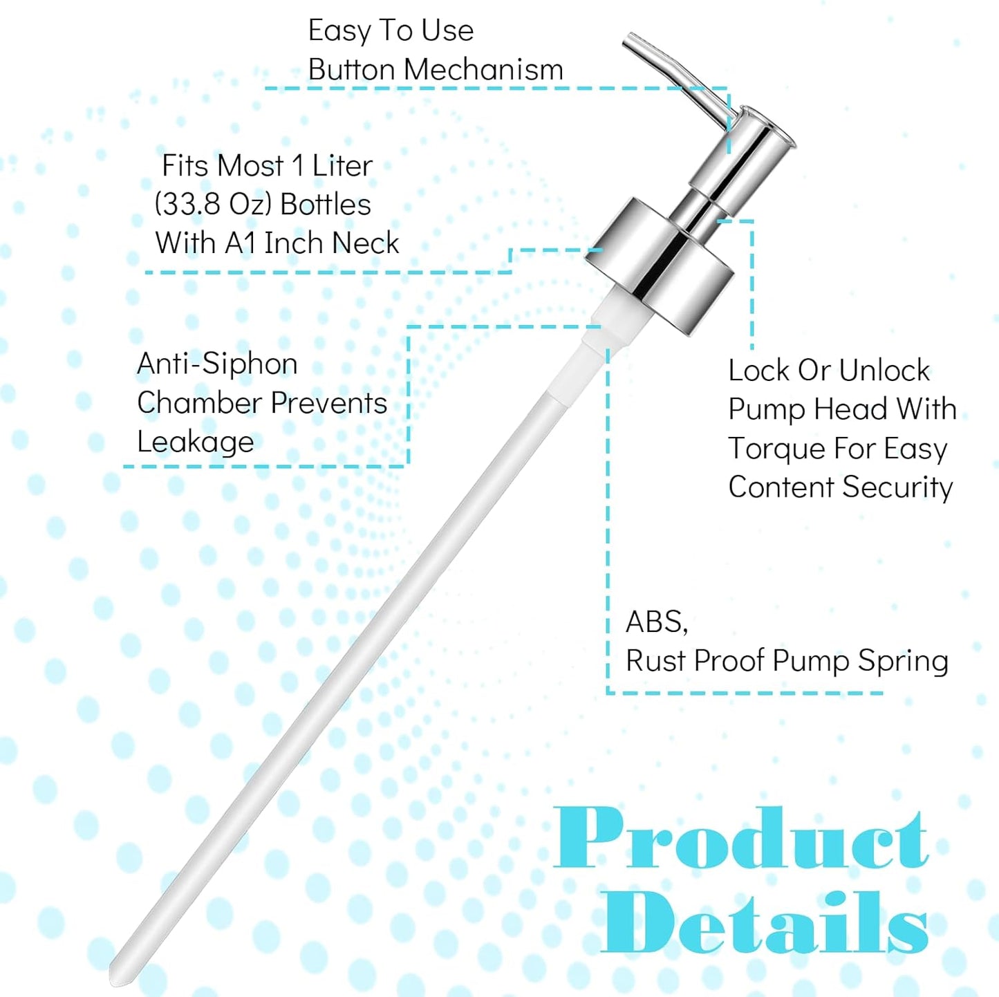 2 Pcs Pumps Lotion Soap Dispenser Replacement Silver Soap Pump Dispenser Head for Liquid Soaps Lotion or Dish Soaps Refill Dispensers for Regular Mouth Plastic Shampoo Bottle