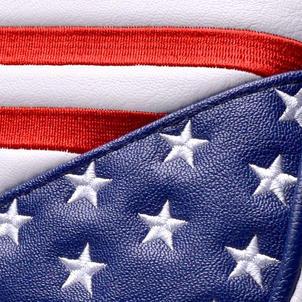 PLUSKER USA Square Heel Shaft Mallet Putter Cover - Magnetic Closure Patriotic Stars and Stripes American Flag Synthetic Leather Headcover