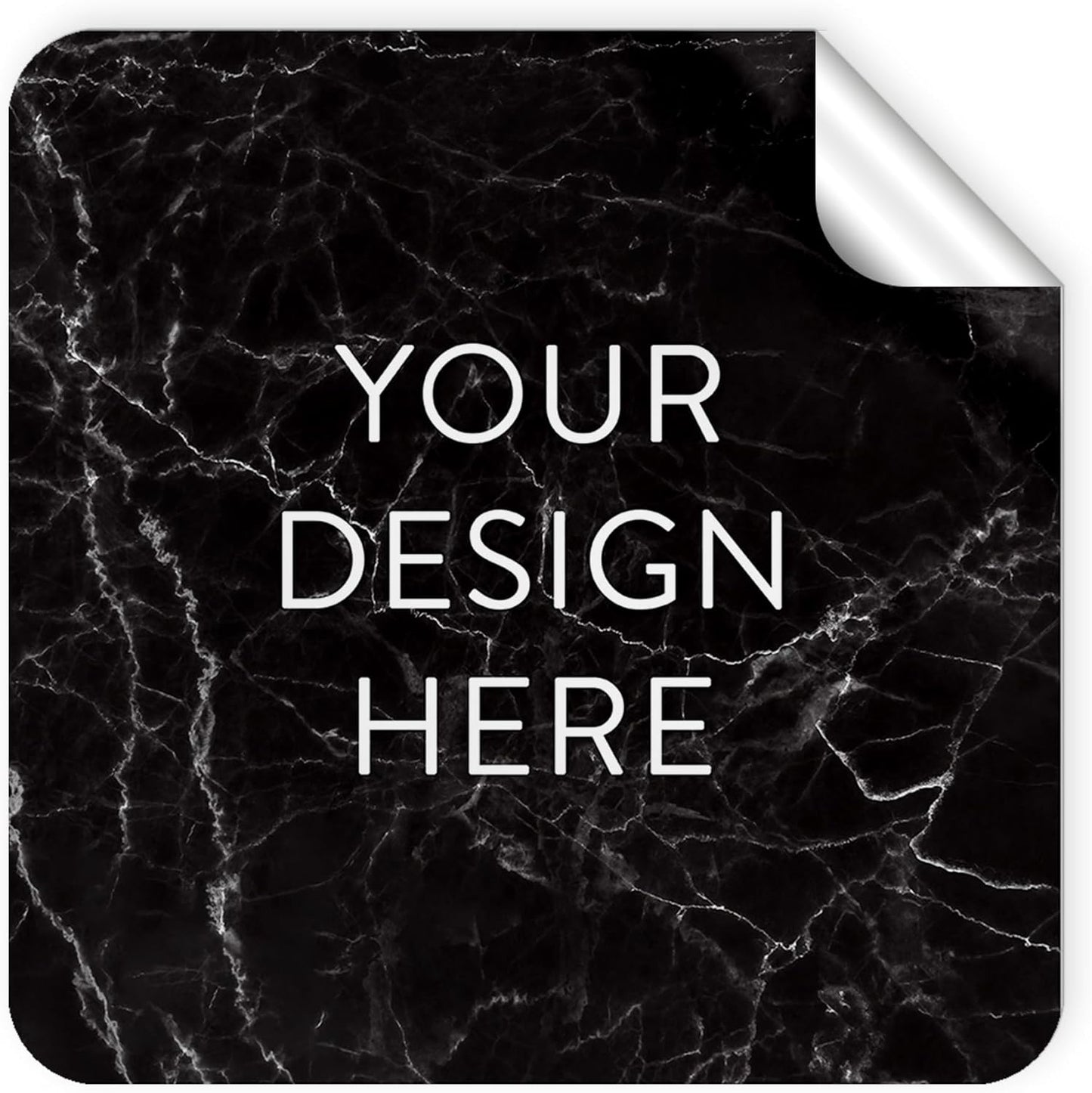 100 Custom Vinyl Stickers - Upload Your own Image, Text, Design, Logo - Personalized Logo Labels for Handmade, Packaging, Bottle, Jars, Candle, Brand Stickers (Black Marble, 2x2 Square)