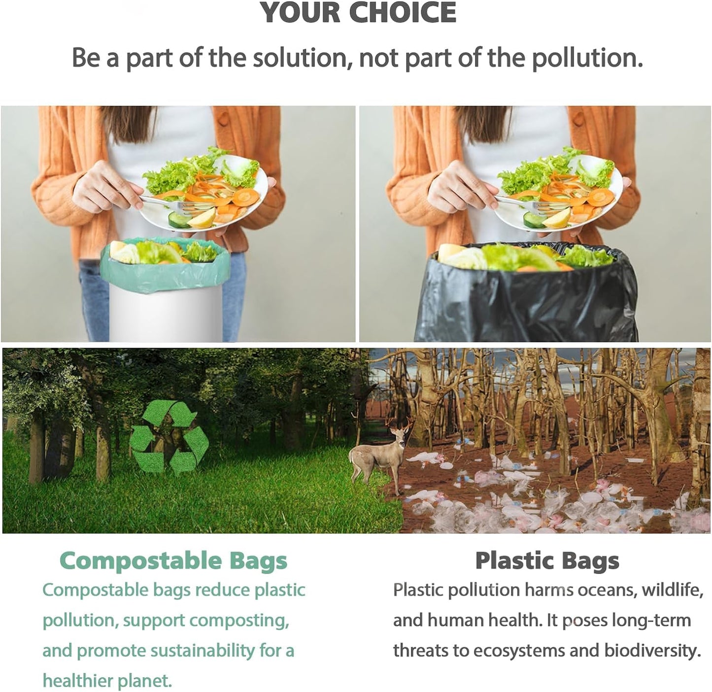 200 Counts AYOTEE Mini Trash Bags,1.2 Gallon Small Compostable Trash Bags,Strong Unscented Compost Bags, Fit 4.5-5 Liter Trash Can,1-1.5 Gallon