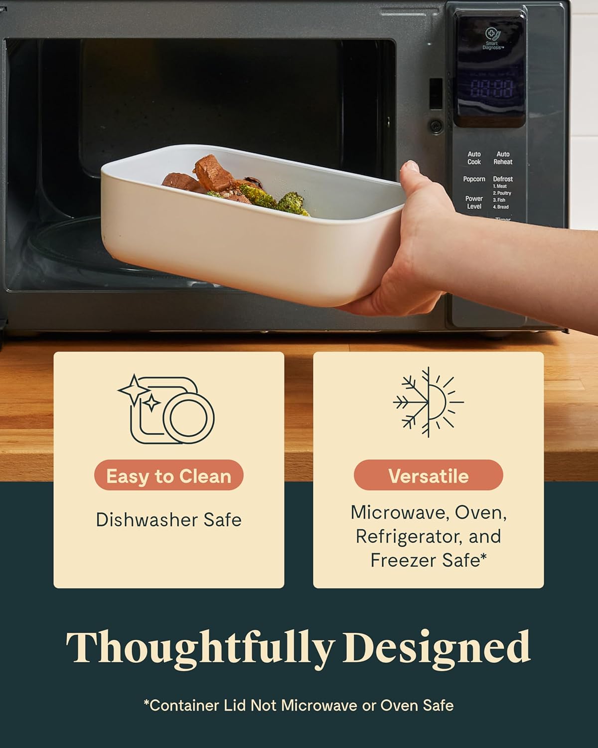 Caraway 2pc Glass Food Storage Set - 6.6 Cup Food Containers (2) - Ceramic Coated - Non Toxic, Non Stick Lunch Box with Lids. Dishwasher, Oven, & Microwave Safe - Cream