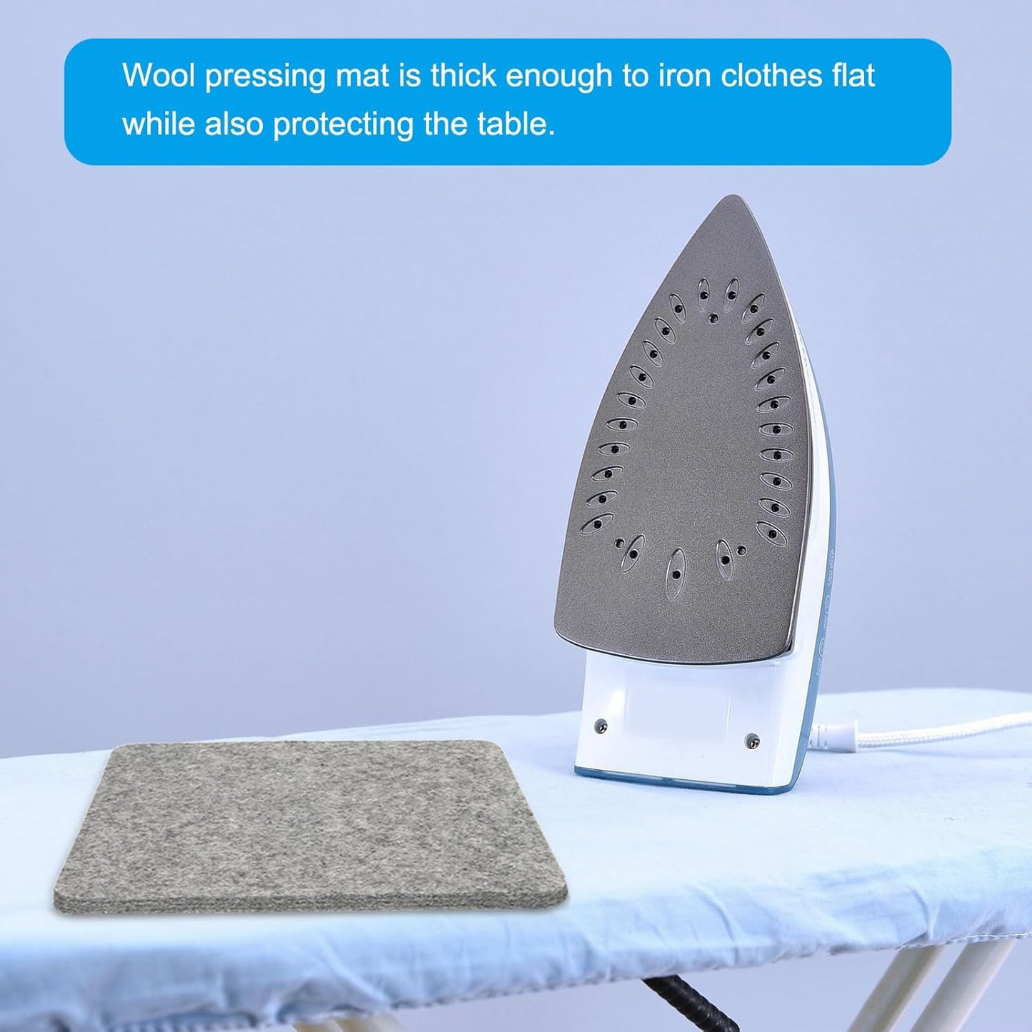 PATIKIL Wool Pressing Mat, 8" x 8" Wool Ironing Pad Blanket 0.5" Thickened Heat Resistant Quilting Ironing Pad for Quilters Sewing Craft, Grey