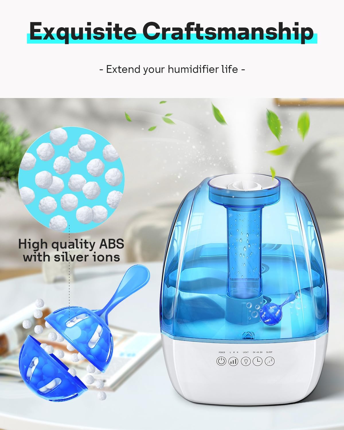 Leemone Humidifier Cleaner 6 Pack, Demineralization Cleaning Ball, Works in All humidifiers and Fish Tanks, Purifies Water, Prevents Hard Water Build-Up, Reduces Scale