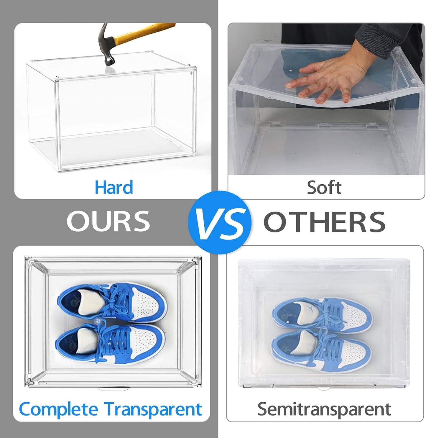 10 Pack Shoe Box Organizer Clear Plastic Stackable Shoe Boxes with Magnetic Lid Acrylic Display Case Shoe Containers for Entryway,Sneaker Storage Fit up to US Size 12