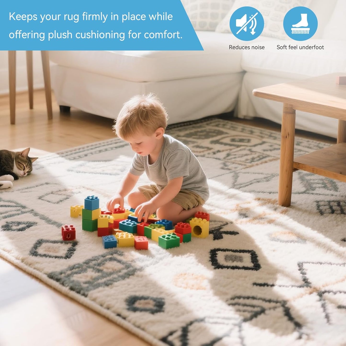 Warmstar 10x14 FT Non Slip Rug Pad,100% Waterproof Felt Rug Pad for Hardwood Floors,1/8” Thick Soft Carpet Pad with Natural Rubber Backing, Secure Grip & Floor Protection
