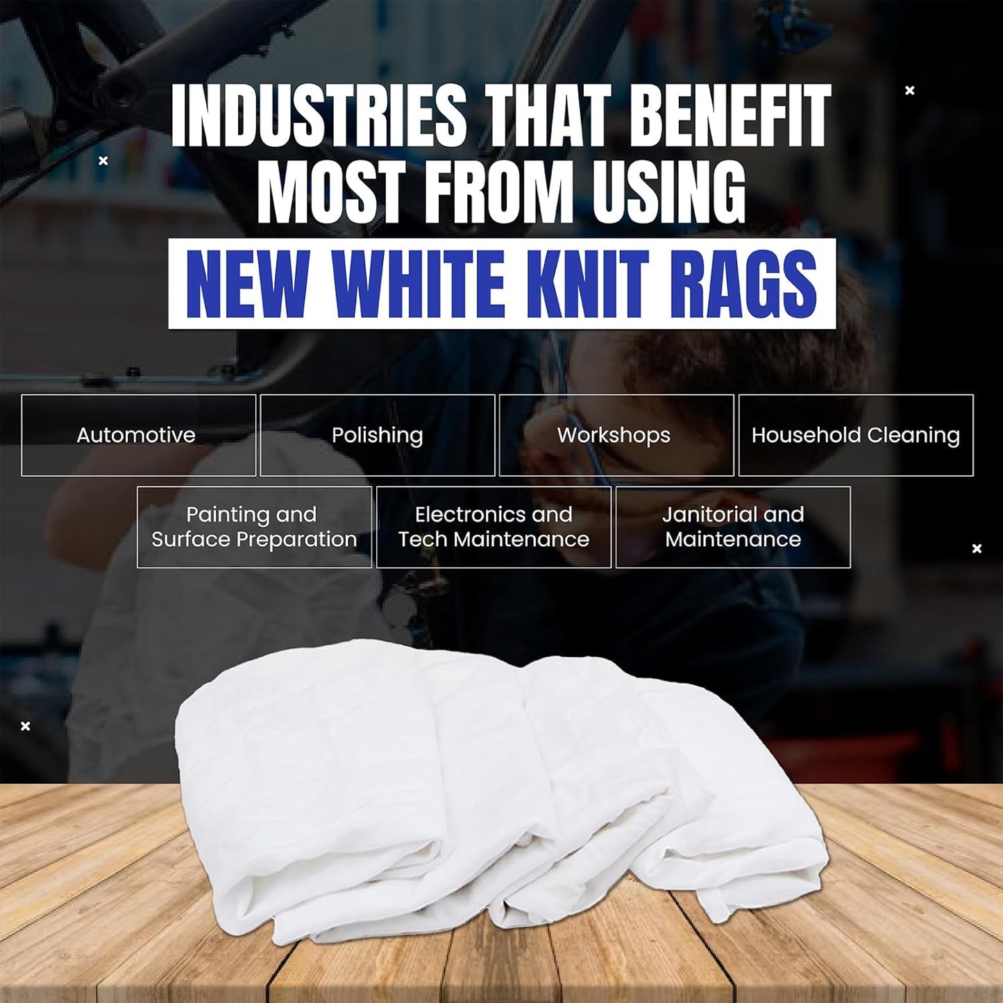 Premium White T-Shirt Cleaning Rags (5 lbs. Bag) – White Cotton Rags for Cleaning, Staining, Painting, Oil, Grease & Dust Removal – Shop Rags Bulk for Multipurpose use