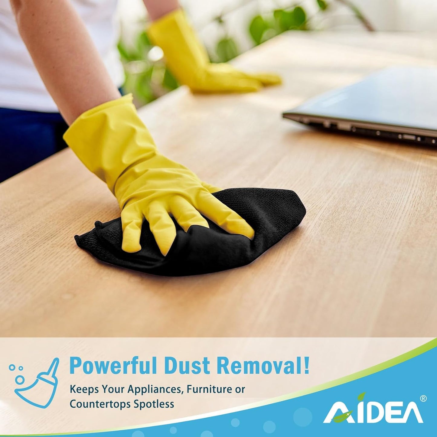 AIDEA Microfiber Cleaning Cloth Black 24PK, Microfiber Towels for Cars, Premium Car Cloths, Dusting Cloth Lint Free Cleaning Rags for SUVs, House, Kitchen, Window, Workshops,11.5×11.5"