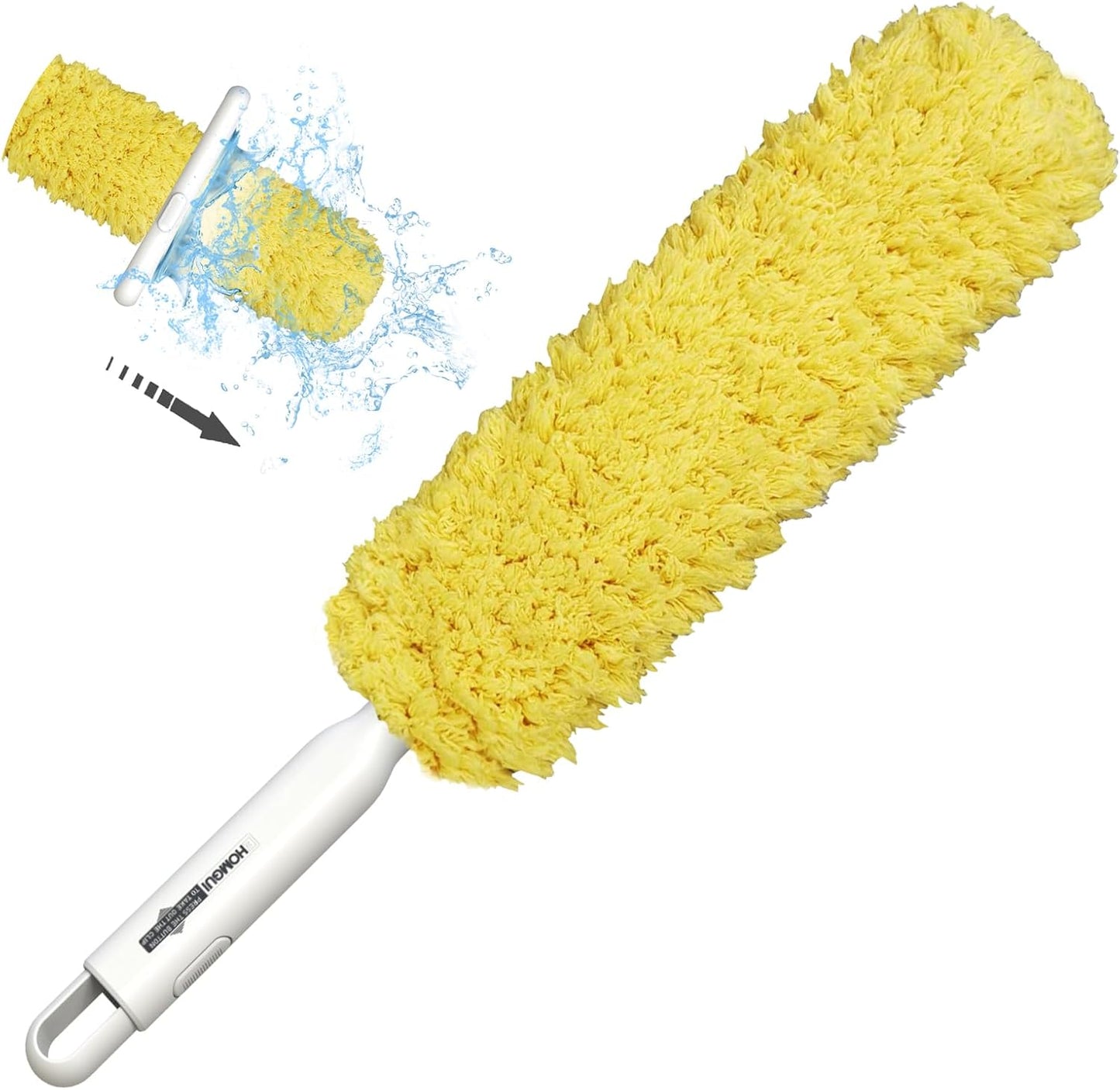 Microfiber Duster, Feather Duster, Dusters for Cleaning, Washable and Reusable Duster with Replaceable Head, Microfiber Hand Duster for Cleaning Cobweb, Blinds, Furniture, Cars-Yellow