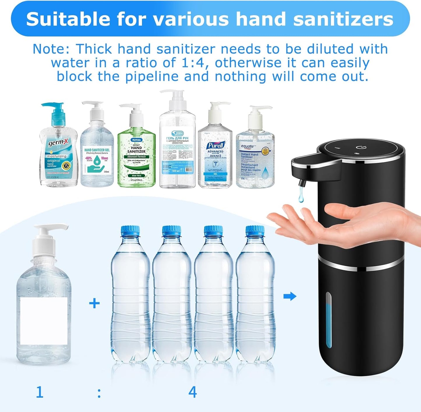 2 Pack Automatic Soap Dispenser,Automatic Liquid Soap Dispenser Touchless,12.8oz/380ml USB Rechargeabled Wall Mounted Smart Soap Dispensers for Bathroom Kitchen Dish Soap(Black)