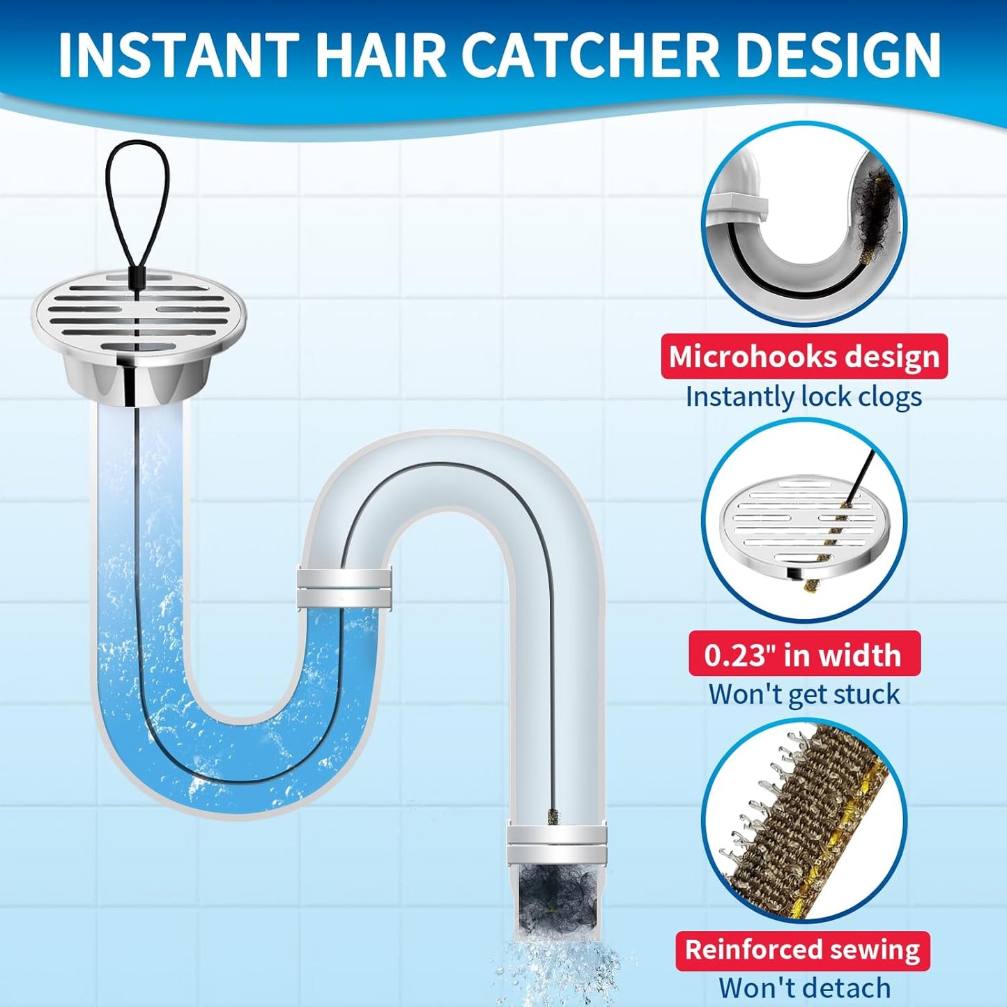 30 Inches Drain Snake Hair Clog Remover, Upgraded Anti-break Metal Plumbing Snake with Nylon Layer, Drain Hair Remover for Shower Drain, Bathroom Clogs, Kitchen Sink Drain Cleaning(5 Pack)