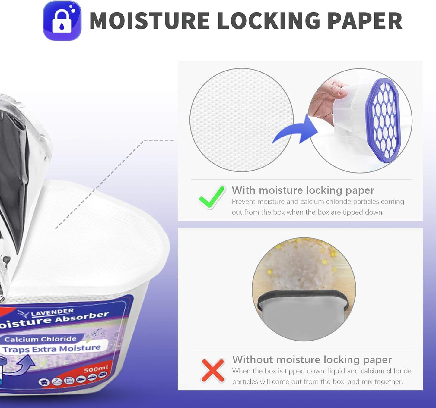 Vacplus Moisture Absorbers 6 Pack, 10.5 Oz Portable Humidity Absorber Boxes for Your Bathroom, Closet & Car, Dehumidifier with Lavender Fragrance, Purple