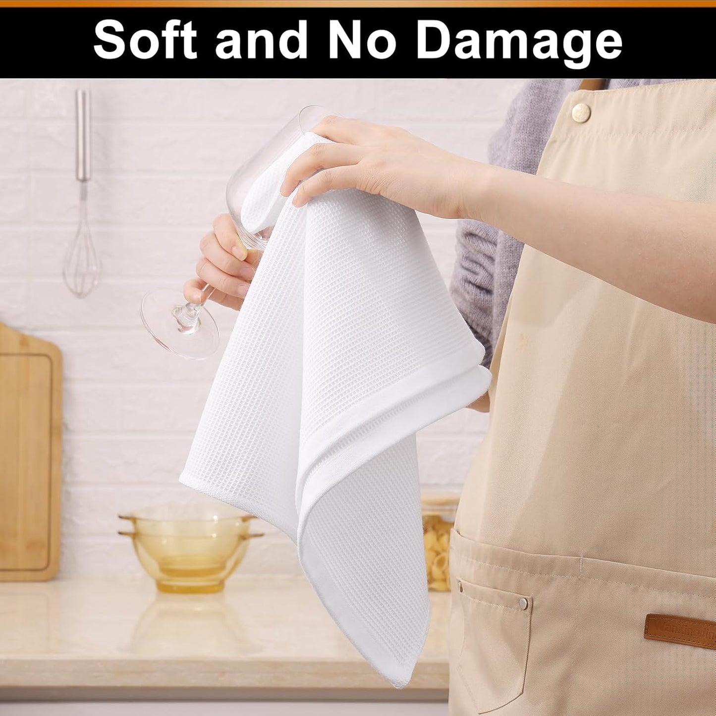 Homaxy 100% Cotton Waffle Weave Kitchen Towels - 4 Pack Soft and Absorbent Dish Towels - 16 x 26 Inches Quick Dry Hand Towels - White