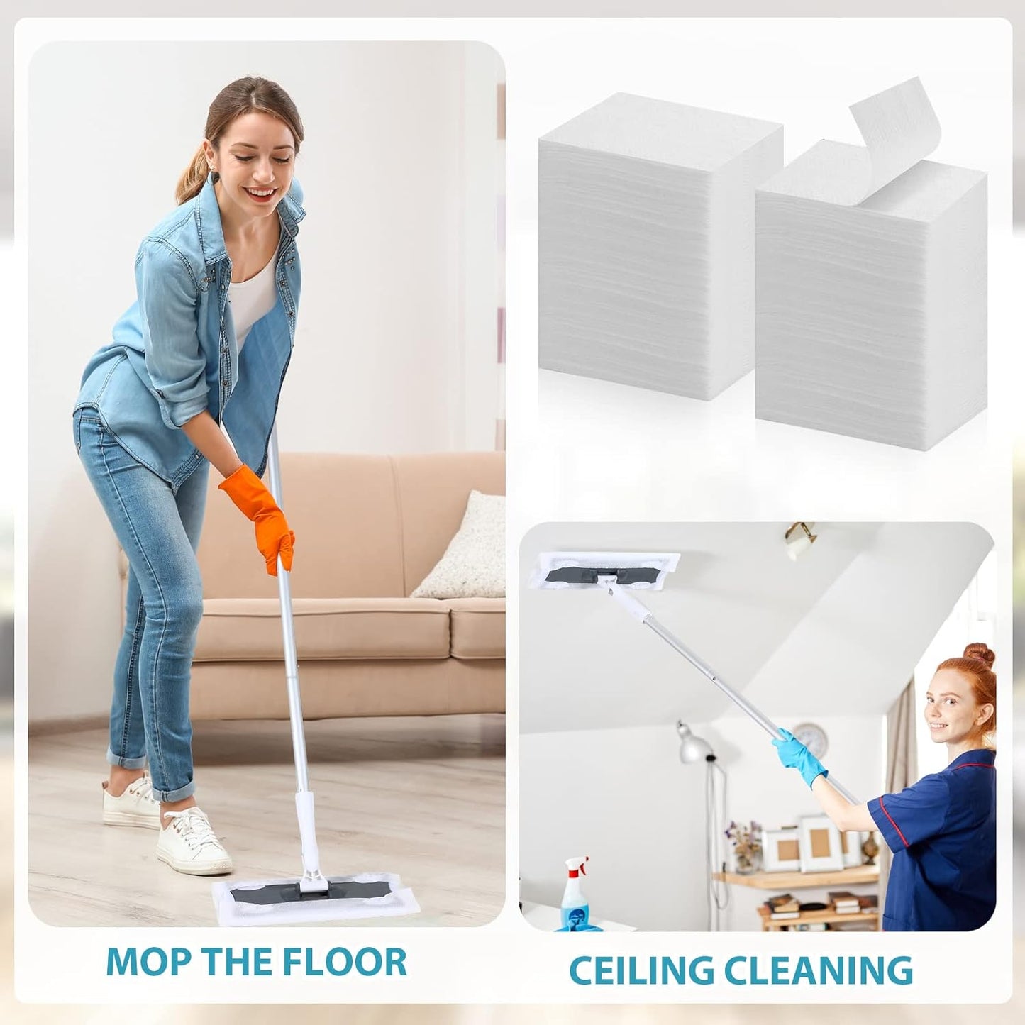 Wet Mop Pads Refills for Floor Cleaning Sweeper Wet Refills Disposable Moist Mopping Cloth Wipes for Wood Hardwood Tile(160 Pcs)