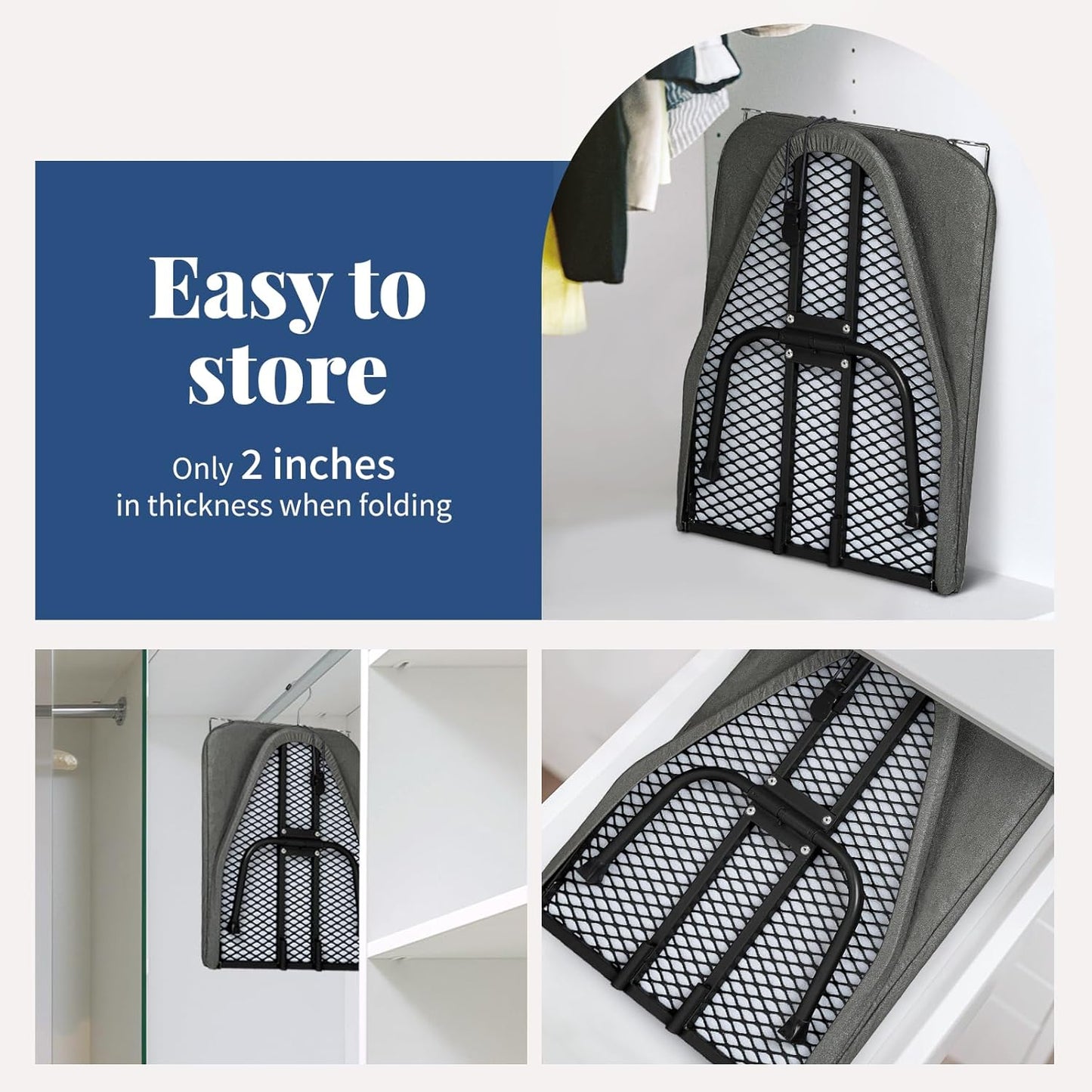 Small Ironing Board Foldable, BlissBoard Tabletop Iron Board with Cover and Pad, Metal Frame Mini Ironing Table Countertop for Space Saving, 31"x12", Black