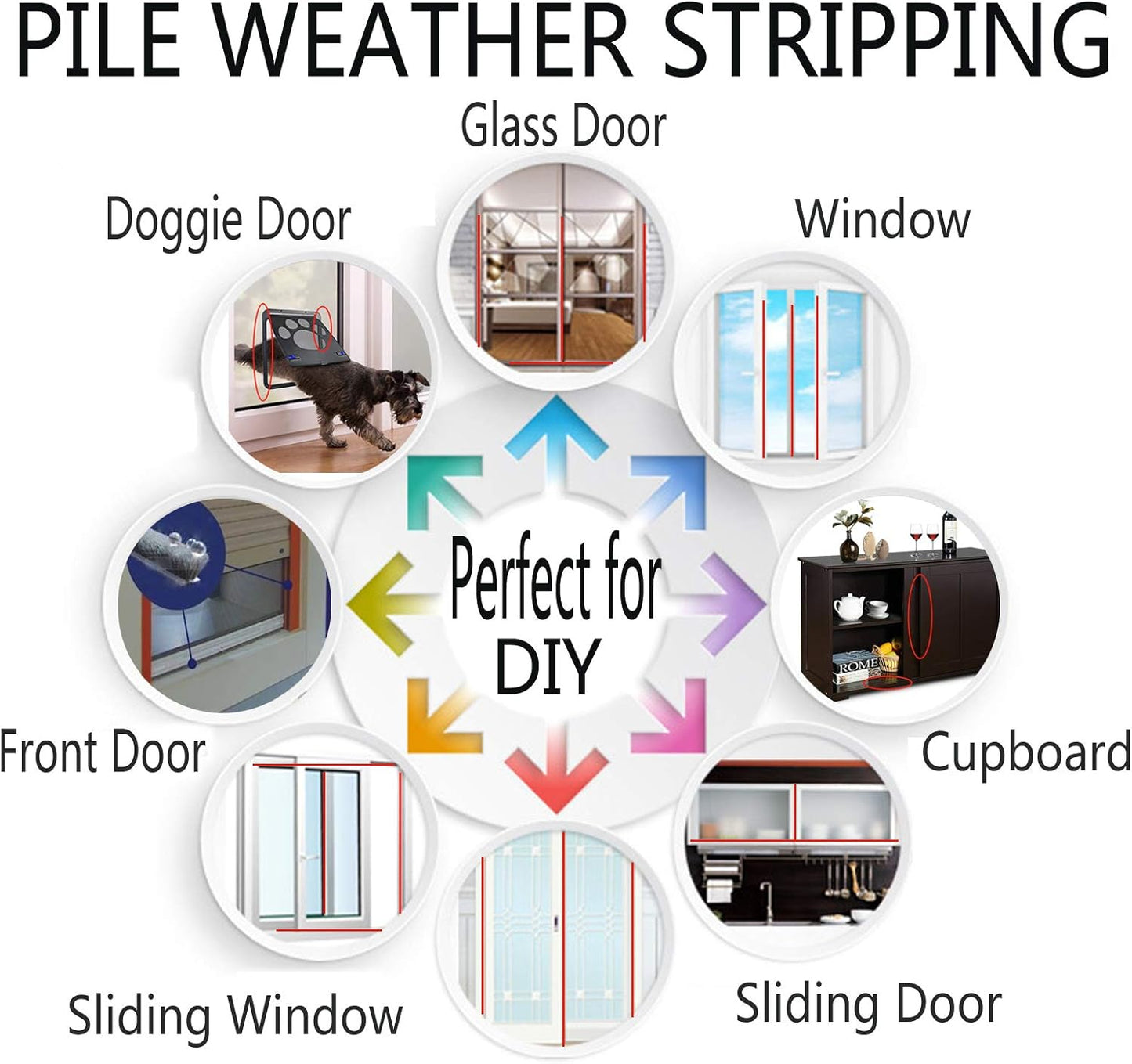 Weather Stripping Brush for Sliding Windows/Doors Frame Side,Pile Self Adhesive Weatherstrip Seal Strip Sealer Draft Stoppers (16.5ft x11/32 x 3/16 Brush inch, Brown)