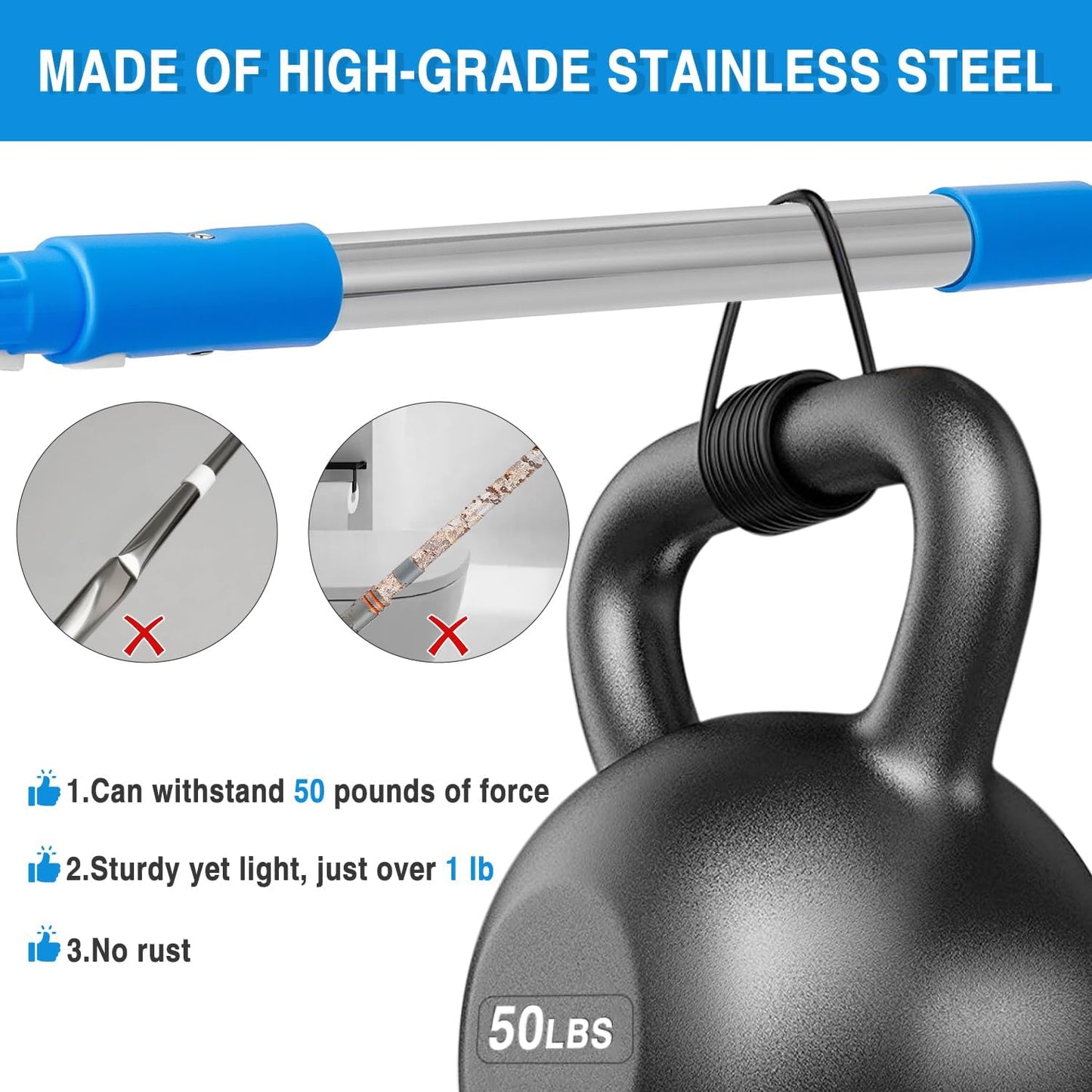 75'' Window Squeegee Cleaner Tool, Professional Window Cleaning Kit for Glass with 360° Rotation & Extension Pole- Glass Cleaner Tool with Scrubber for Windows,Glass,Bathroom,Shower