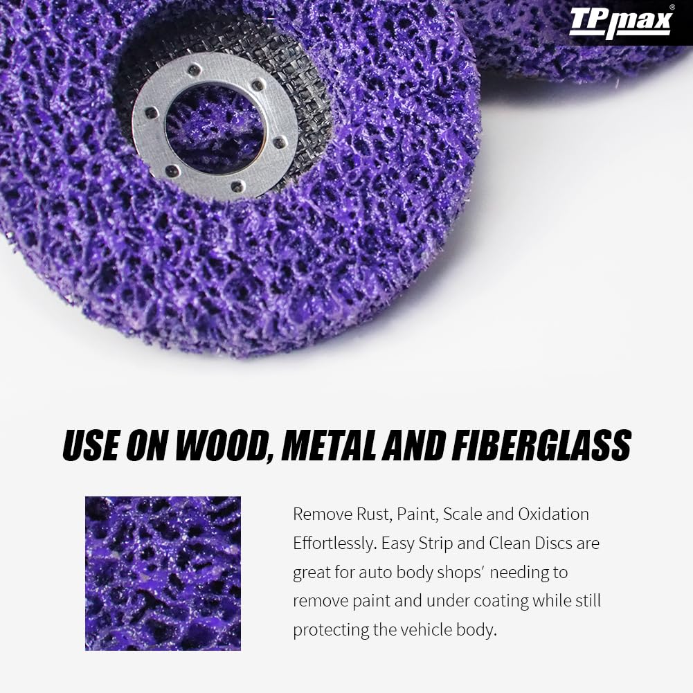 5" x7/8'' Stripping Discs Rust Remover Wheel Remove Paint and Oxidation Poly Strip Wheel Disc Abrasive Angle Grinding Wheel - 10 Pack(Purple)