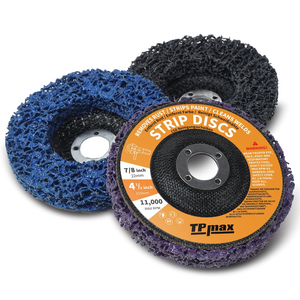 4-1/2" x7/8'' Stripping Discs Rust Remover Wheel Remove Paint and Oxidation Poly Strip Wheel Disc Abrasive Angle Grinding Wheel - 3 Pack(Purple/Blue/Black)