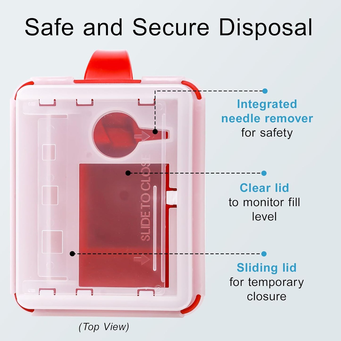 Sharps Container Large - Sharps Containers for Home Use and Labs - Portable Needle Disposal and Travel Size Biohazard Bin - 2 Quart (Pack of 1)