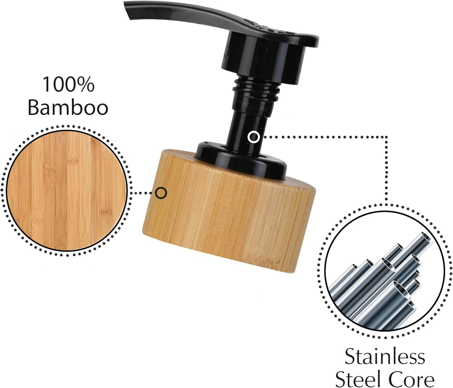 Emerson Essentials Soap Dispenser, Dish Soap Dispenser, Soap Bottle Bathroom Set, Farmhouse, Kitchen Soap Dispenser Set Stainless Steel - Glass Soap Dispenser with Pump and Labels, 16 Oz, 2 Pack