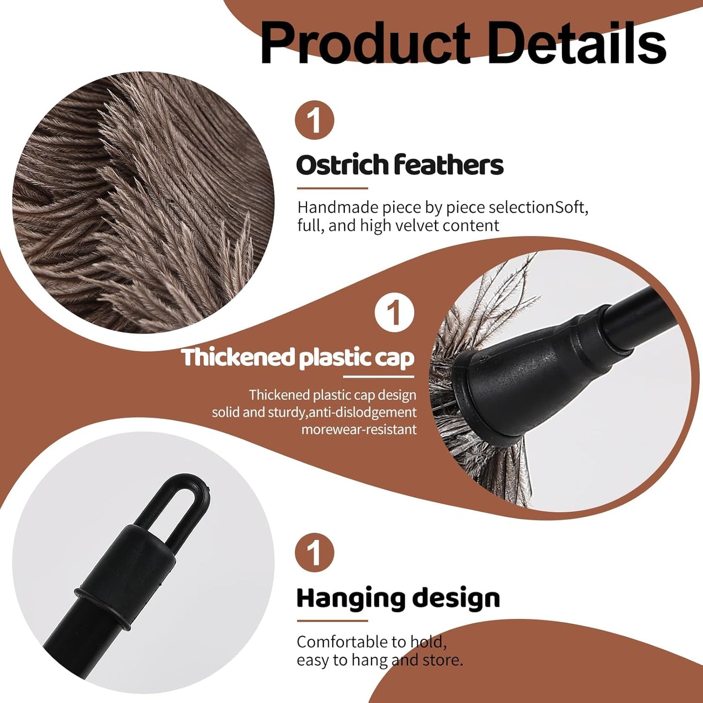 Ostrich Feather Duster-14.9 Inch Mini Natural Feathers Dusters with Plastic Handle Reusable Handheld for Cleaning Supplies Home Car Office(6pcs)